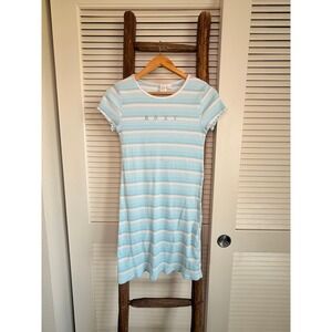 Roxy Girl Striped T-Shirt Dress L (14/16) Blue